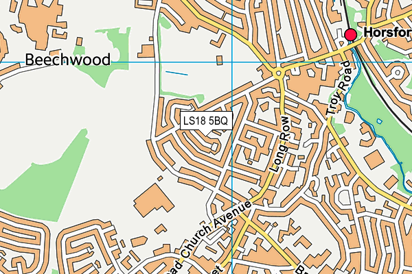 LS18 5BQ map - OS VectorMap District (Ordnance Survey)