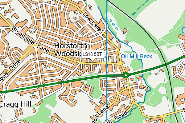 LS18 5BT map - OS VectorMap District (Ordnance Survey)