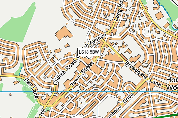 LS18 5BW map - OS VectorMap District (Ordnance Survey)