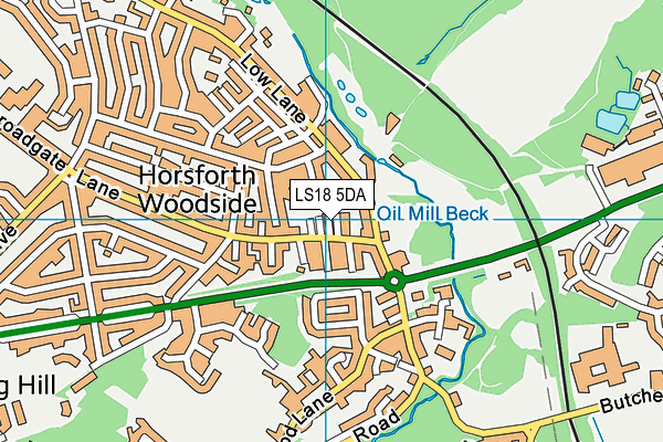 LS18 5DA map - OS VectorMap District (Ordnance Survey)