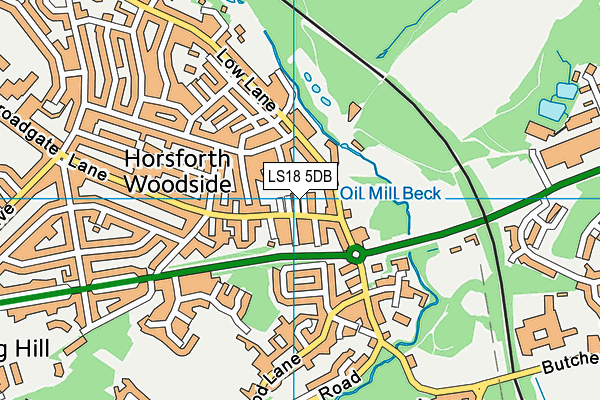 LS18 5DB map - OS VectorMap District (Ordnance Survey)