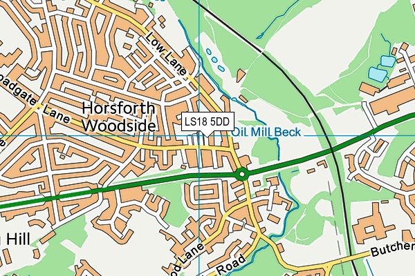 LS18 5DD map - OS VectorMap District (Ordnance Survey)