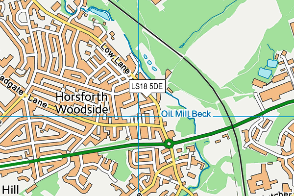 LS18 5DE map - OS VectorMap District (Ordnance Survey)