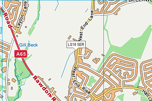 LS18 5ER map - OS VectorMap District (Ordnance Survey)
