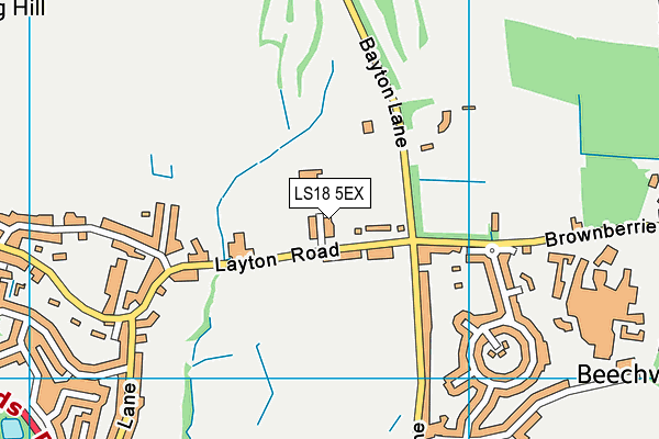 Horsforth Golf Club map (LS18 5EX) - OS VectorMap District (Ordnance Survey)