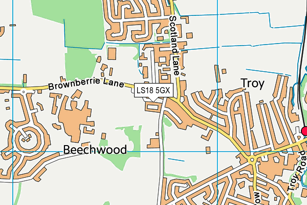 LS18 5GX map - OS VectorMap District (Ordnance Survey)