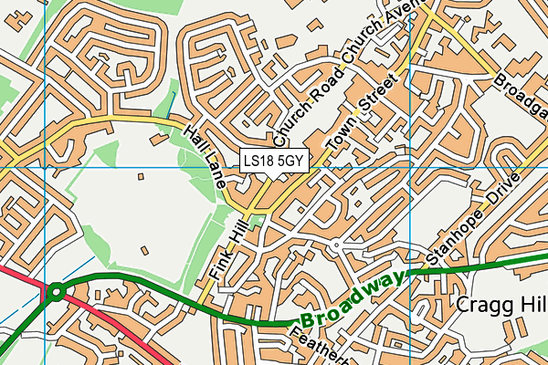 LS18 5GY map - OS VectorMap District (Ordnance Survey)