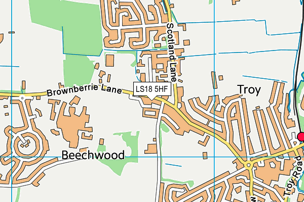 LS18 5HF map - OS VectorMap District (Ordnance Survey)
