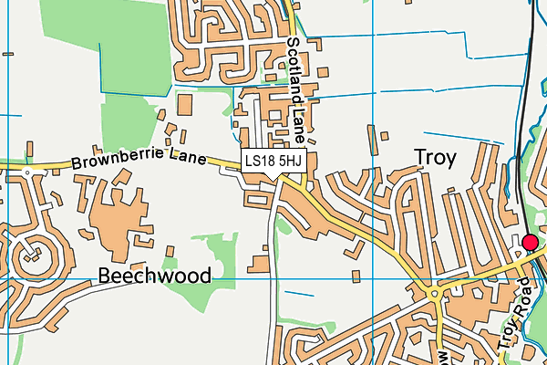 LS18 5HJ map - OS VectorMap District (Ordnance Survey)