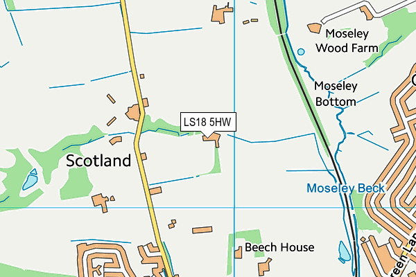 LS18 5HW map - OS VectorMap District (Ordnance Survey)