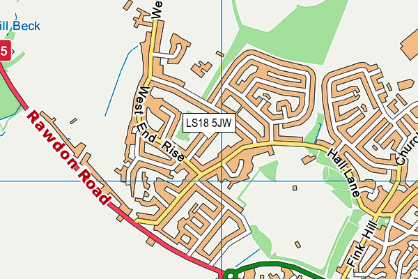 LS18 5JW map - OS VectorMap District (Ordnance Survey)