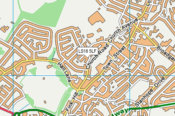 LS18 5LF map - OS VectorMap District (Ordnance Survey)
