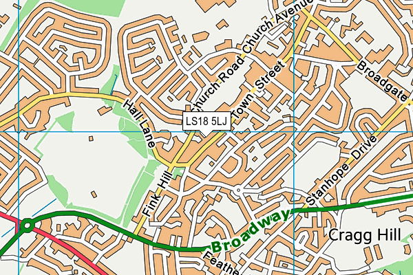 LS18 5LJ map - OS VectorMap District (Ordnance Survey)