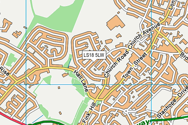 LS18 5LW map - OS VectorMap District (Ordnance Survey)