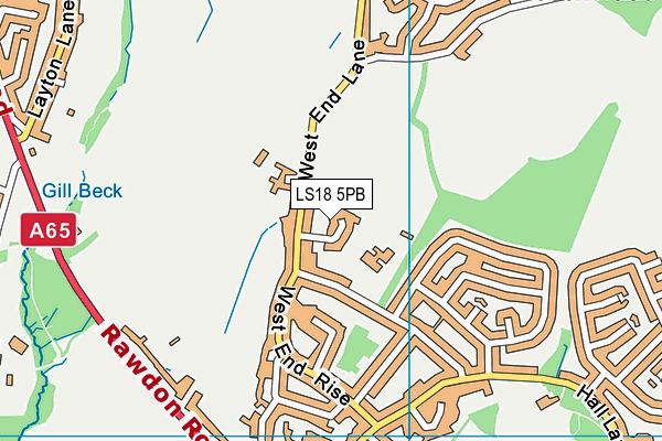 LS18 5PB map - OS VectorMap District (Ordnance Survey)