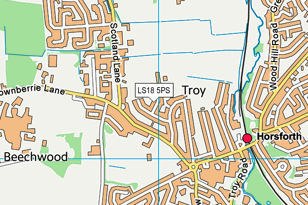 LS18 5PS map - OS VectorMap District (Ordnance Survey)