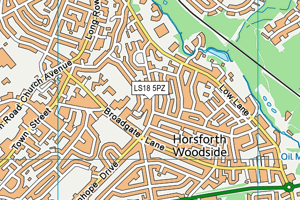 LS18 5PZ map - OS VectorMap District (Ordnance Survey)