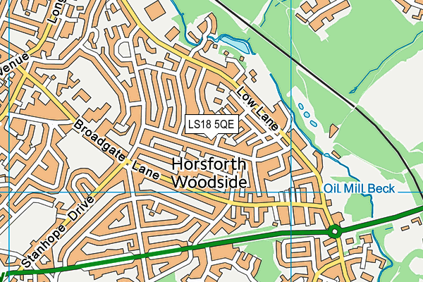 LS18 5QE map - OS VectorMap District (Ordnance Survey)