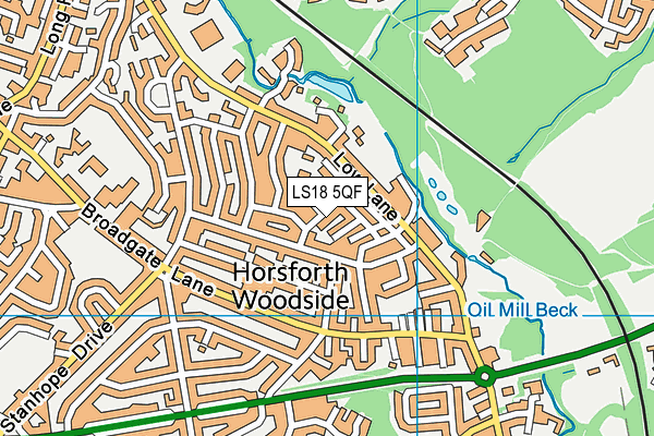 LS18 5QF map - OS VectorMap District (Ordnance Survey)
