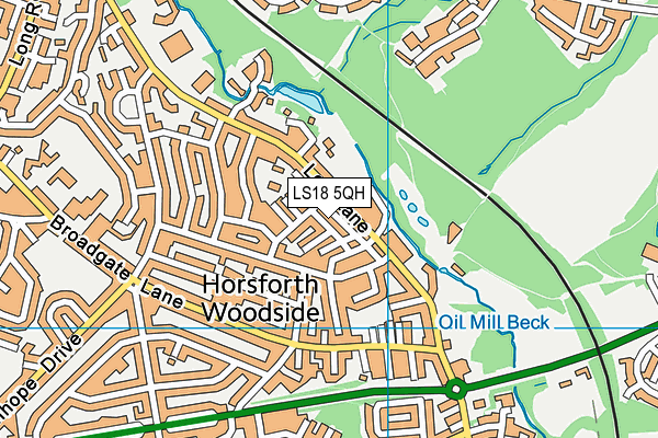 LS18 5QH map - OS VectorMap District (Ordnance Survey)