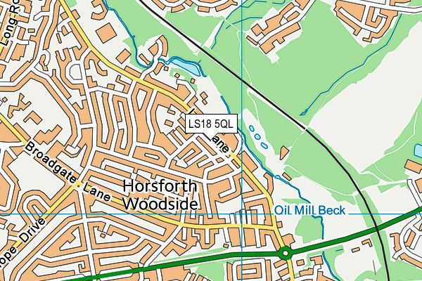 LS18 5QL map - OS VectorMap District (Ordnance Survey)