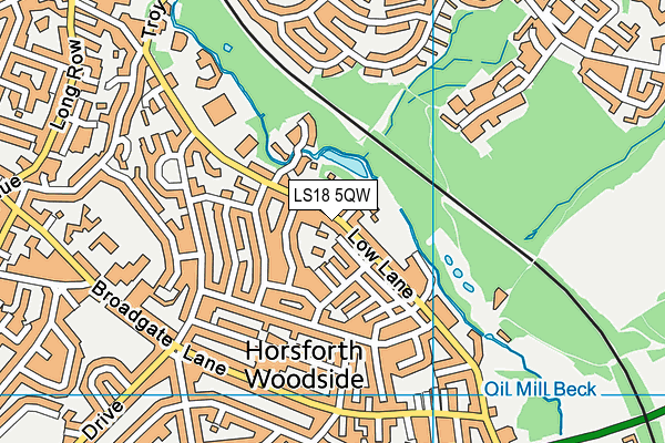 LS18 5QW map - OS VectorMap District (Ordnance Survey)