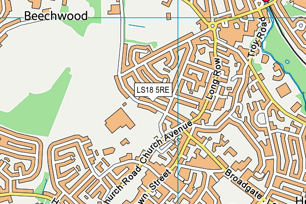 LS18 5RE map - OS VectorMap District (Ordnance Survey)