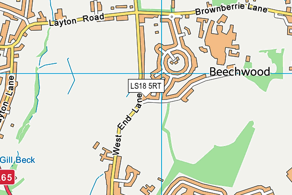 LS18 5RT map - OS VectorMap District (Ordnance Survey)