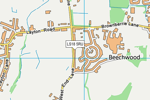 LS18 5RU map - OS VectorMap District (Ordnance Survey)