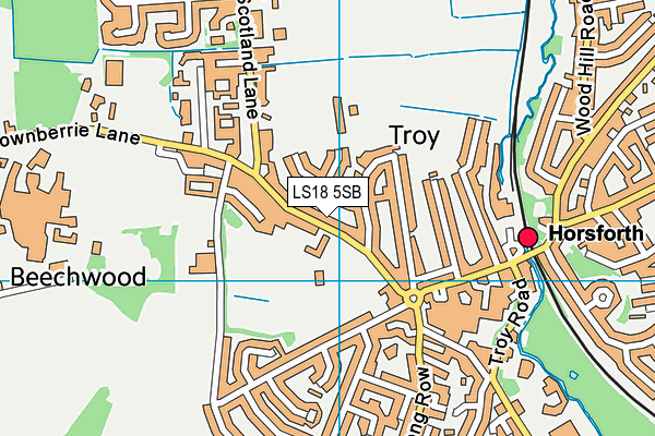 LS18 5SB map - OS VectorMap District (Ordnance Survey)