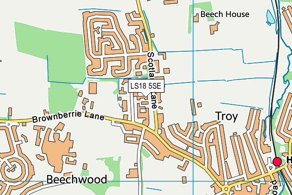 LS18 5SE map - OS VectorMap District (Ordnance Survey)