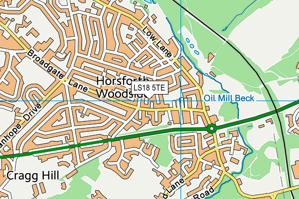 LS18 5TE map - OS VectorMap District (Ordnance Survey)