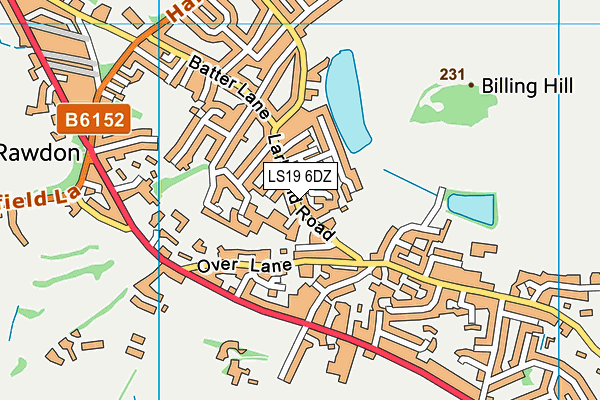 Rawdon Cricket Club map (LS19 6DZ) - OS VectorMap District (Ordnance Survey)