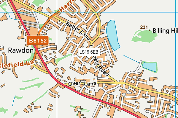 LS19 6EB map - OS VectorMap District (Ordnance Survey)