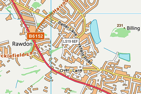 LS19 6EF map - OS VectorMap District (Ordnance Survey)