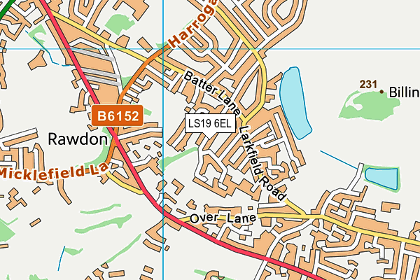 LS19 6EL map - OS VectorMap District (Ordnance Survey)