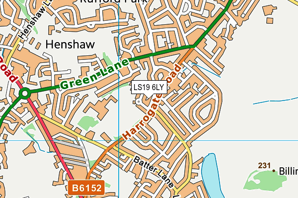 LS19 6LY map - OS VectorMap District (Ordnance Survey)