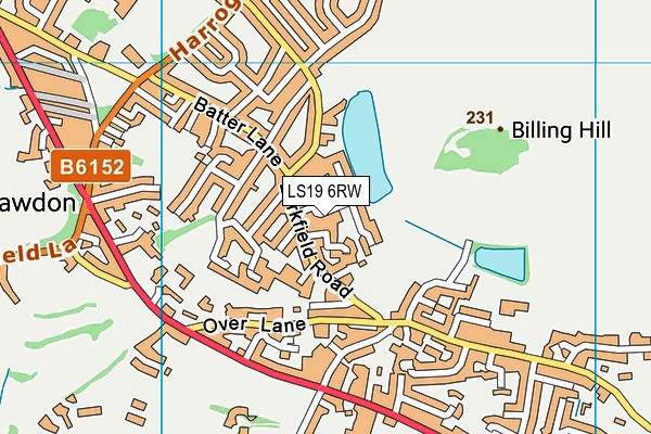 LS19 6RW map - OS VectorMap District (Ordnance Survey)