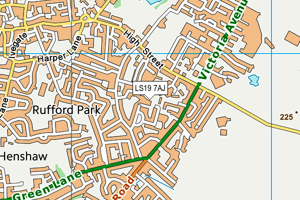 LS19 7AJ map - OS VectorMap District (Ordnance Survey)