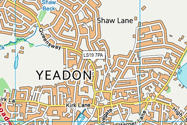 LS19 7PA map - OS VectorMap District (Ordnance Survey)