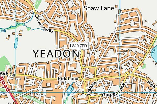 LS19 7PD map - OS VectorMap District (Ordnance Survey)