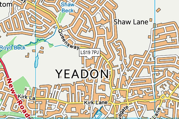 LS19 7PJ map - OS VectorMap District (Ordnance Survey)