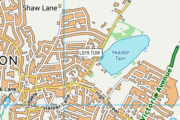 LS19 7UW map - OS VectorMap District (Ordnance Survey)