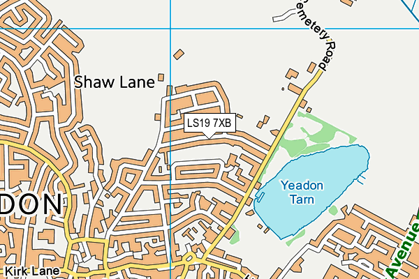 LS19 7XB map - OS VectorMap District (Ordnance Survey)