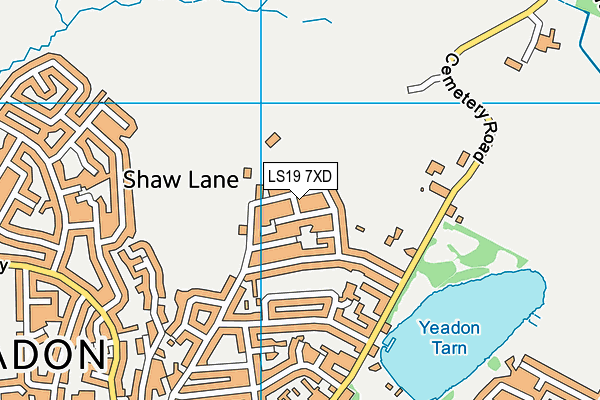LS19 7XD map - OS VectorMap District (Ordnance Survey)