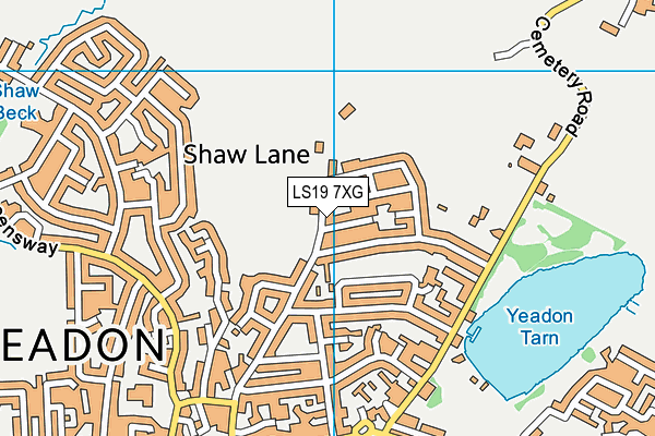 LS19 7XG map - OS VectorMap District (Ordnance Survey)