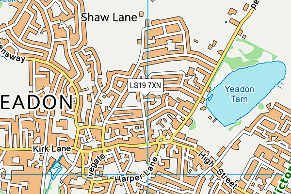 LS19 7XN map - OS VectorMap District (Ordnance Survey)