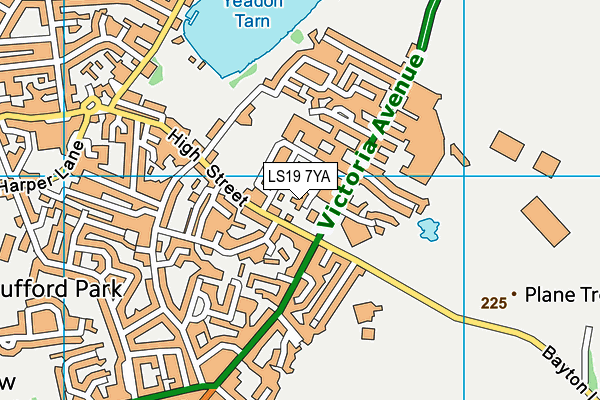LS19 7YA map - OS VectorMap District (Ordnance Survey)