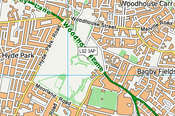 Woodhouse Moor Park map (LS2 3AP) - OS VectorMap District (Ordnance Survey)