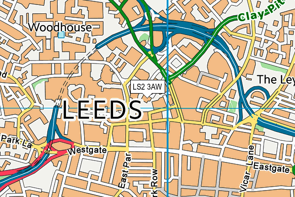 LS2 3AW map - OS VectorMap District (Ordnance Survey)